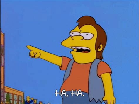 simpsons ha ha gif|simpsons character that says haha.